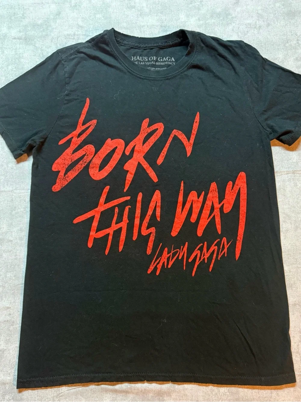 Lady Gaga Las Vegas Residency Born This Way Black Red Cotton T-Shirt Size S